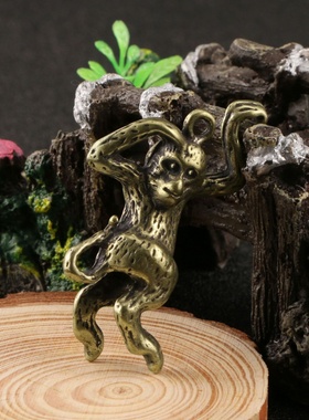 复古黄铜生肖猴钥匙扣项链挂件创