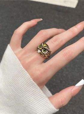 好运扑克5D同花顺戒指海豚送礼物复古黑金色工艺指环个性时尚潮