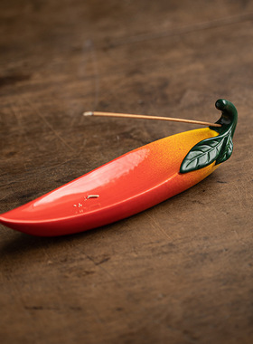 【辣椒】红红火火陶瓷线香炉香插香座香托家用室内卧香插香薰炉