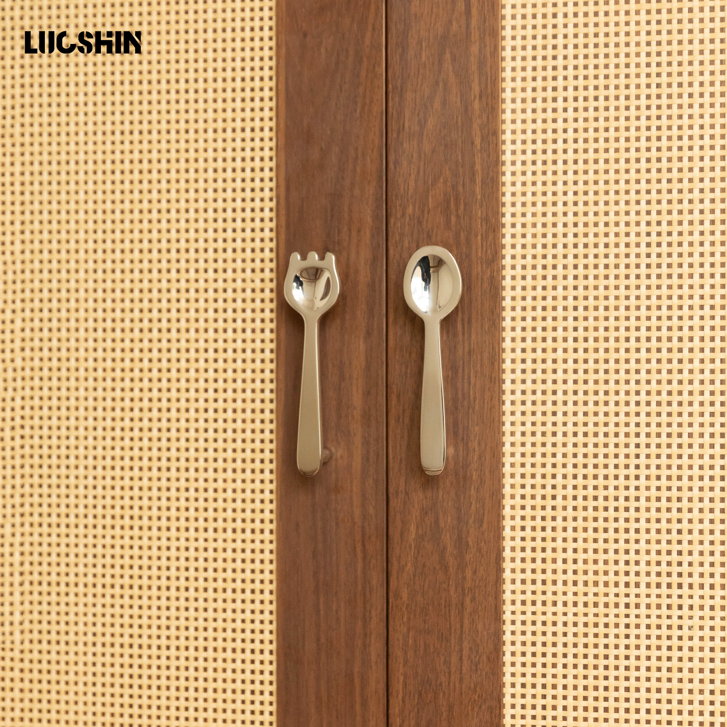 愚铜钛银色衣柜门拉手儿童房橱柜刀叉中古风轻奢法式抽屉黄铜把手