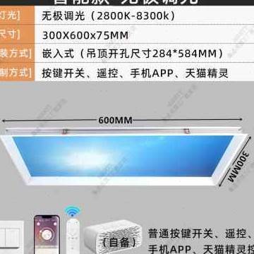 新品天窗过道卫生间厨房集成吊顶嵌入式天空仿阳台空青灯灯智能吸