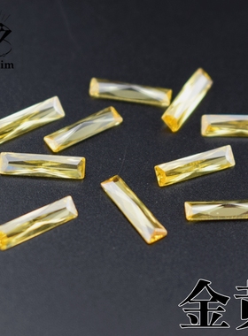 金黄色长条形宝石裸石钻CZ宝石彩锆长方形尖底钻首饰工艺镶嵌配石