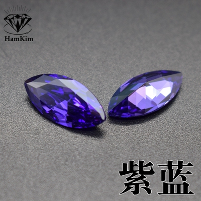 紫蓝色马眼形锆石cz裸石1.5*3-7*14mm尖底钻diy戒指耳钉镶嵌配石
