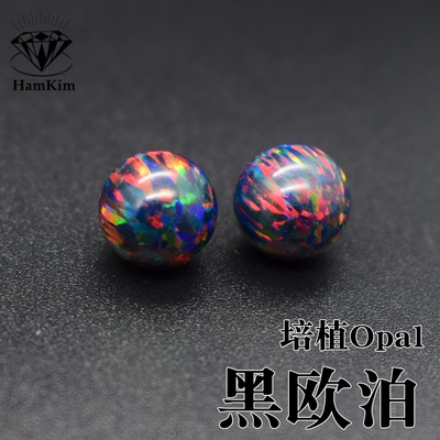 培植蛋白石欧泊石圆珠炫彩黑色