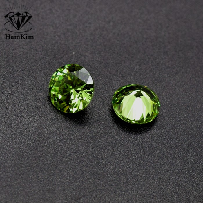 diy苹果绿色圆形宝石钻锆石裸石首饰吊坠耳钉镶嵌用石cz裸钻翠绿