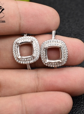 肥方枕形戒指银托经典吊坠925