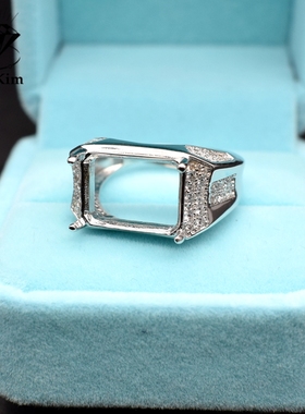 925银长方10*14时尚风佩戴戒面