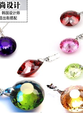 韩版百搭饰品鸟巢吊坠项链裸石