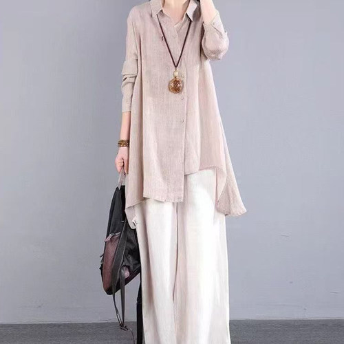 中长款不规则休闲气质外穿衬衫女