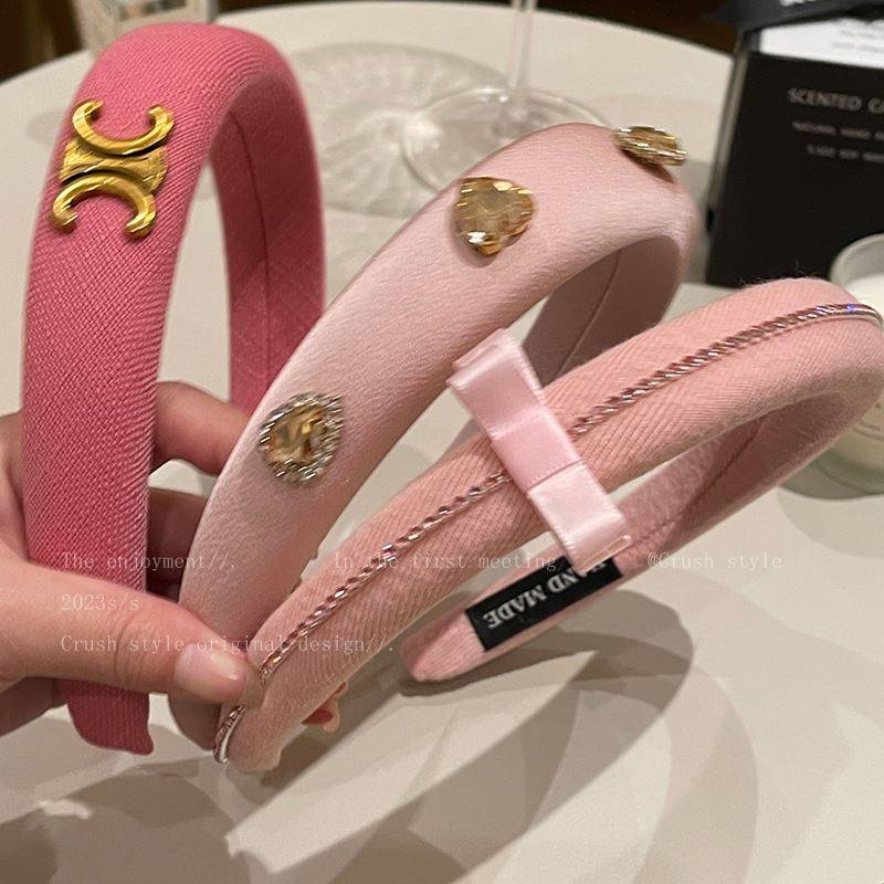 樱花粉蝴蝶结海绵发箍女增高颅顶宽边气质头箍网红2023年新款发饰