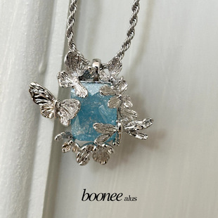 Boonee alus高级感锁骨链气质蝴蝶花朵原创小众设计锆石轻奢项链