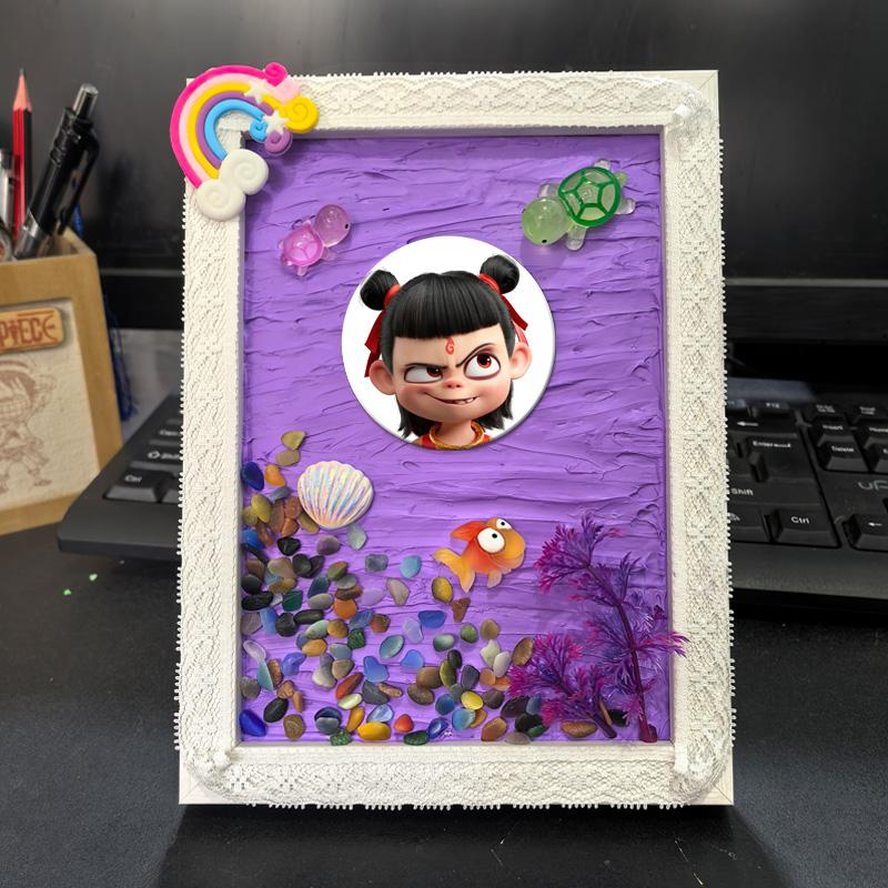 DIY奶油胶相框画手工制作3d立体材料包装饰画儿童学生创意礼物图片