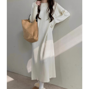 连衣裙配大衣过膝打底裙 胖mm大码 女装 2025新款 春秋慵懒风中长款