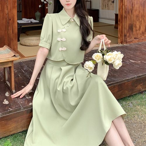 夏季大码新中式设计感假两件改良