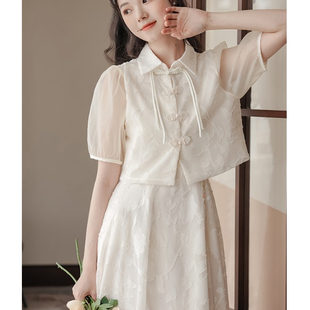 新中式改良旗袍国风套装连衣裙女装夏季今年汉服设计感裙子小个子