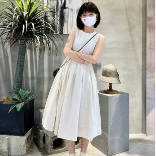 背心裙气质打底长裙 休闲连衣裙女茶歇小个子无袖 春夏新款 学生法式