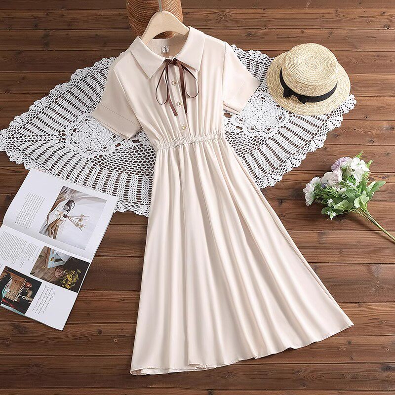 小清新连衣裙夏装2025新款高中初中学生文艺甜美少女孩过膝长裙子