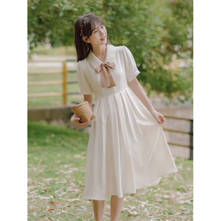 仙女超仙森系12岁少女孩夏装13女大童15初中高中学生收腰连衣裙子