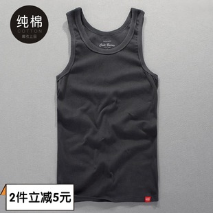 无袖 出口品质 紧身背心健身运动打底汗衫 纯棉夏季 纯色简约衣 男士
