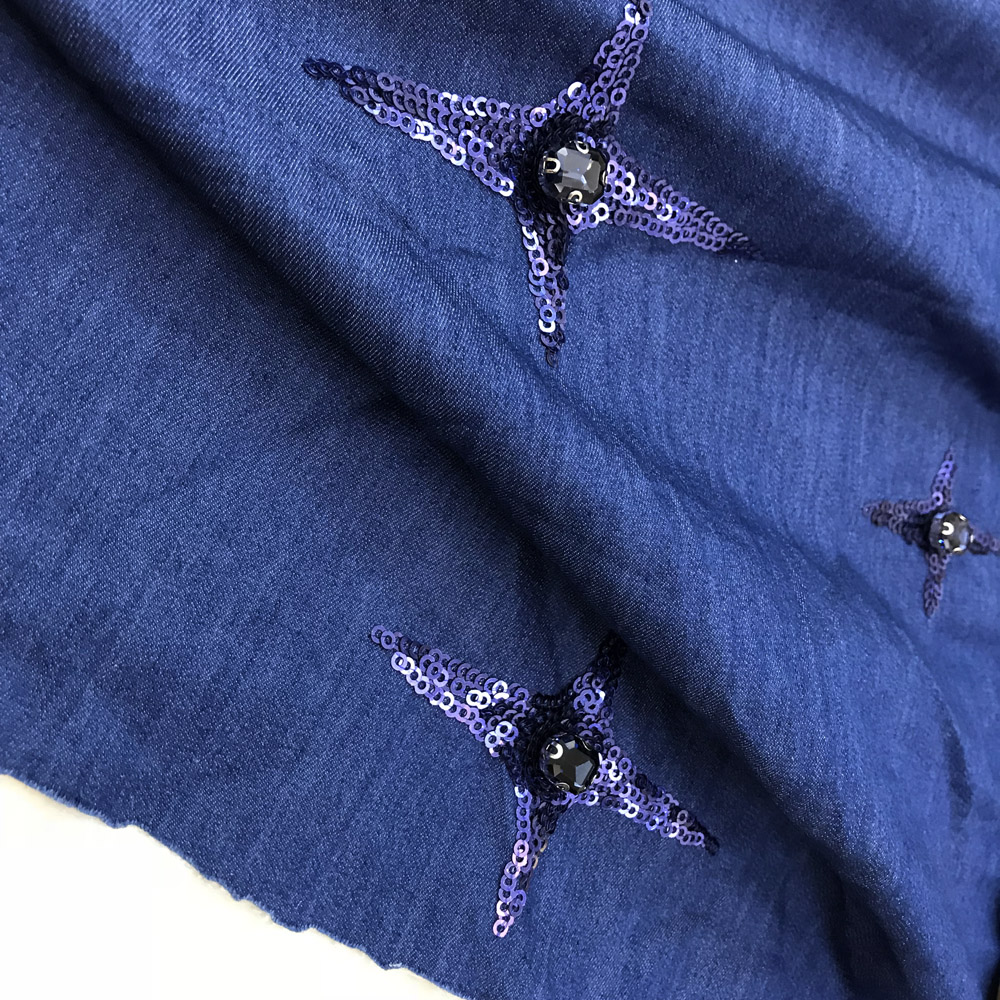 diy牛仔蓝立体砖石布料面料