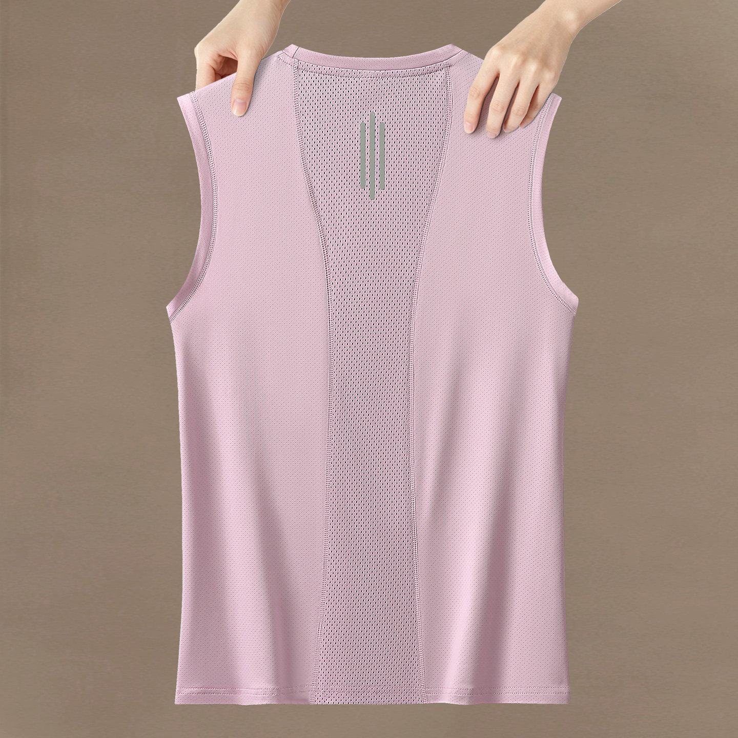 【十年老店】无袖t恤女夏季冰丝运动背心粉色瑜伽训练服透气上衣