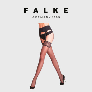 FALKE新款 吊带高筒丝袜德国进口无吊袜带15D薄透明蕾丝滑女41519