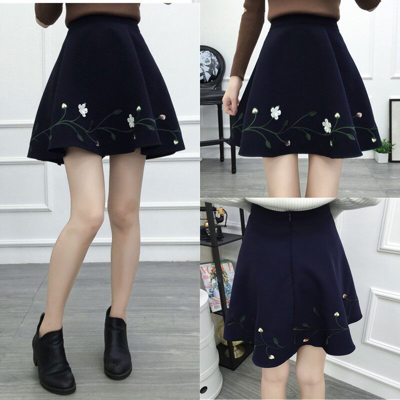 胖mm高腰刺绣半身裙裤 秋冬大码女装2017新款a字裙百褶短裙蓬蓬裙在类目 女装/女士精品, 半身裙中 - 来自Buy2taobao.com提供专业的淘宝代购服务