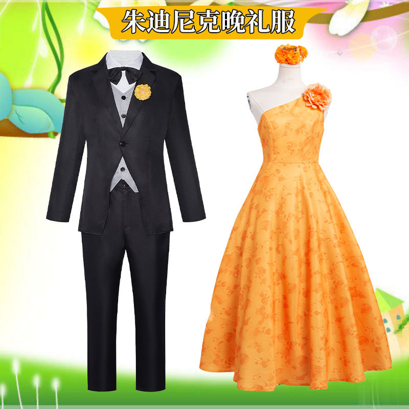 疯狂动物城2COS兔子警官朱迪晚礼服黄色连衣裙尼克西装扮演服装