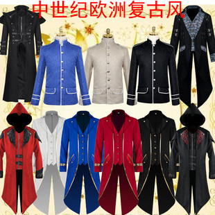 新款欧美男装中世纪复古服装2022wish男款中长朋克燕尾魔术演出服