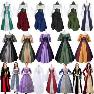 中世纪复古欧洲宫廷服装华丽长裙华尔兹舞蹈演出服欧式大码晚礼服