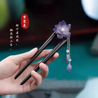 发簪黑檀木新中式日常盘发头饰