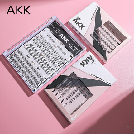 AKK假睫毛嫁接自然仙子毛女单簇a型仿真鱼尾眼睫毛套装单根自己接