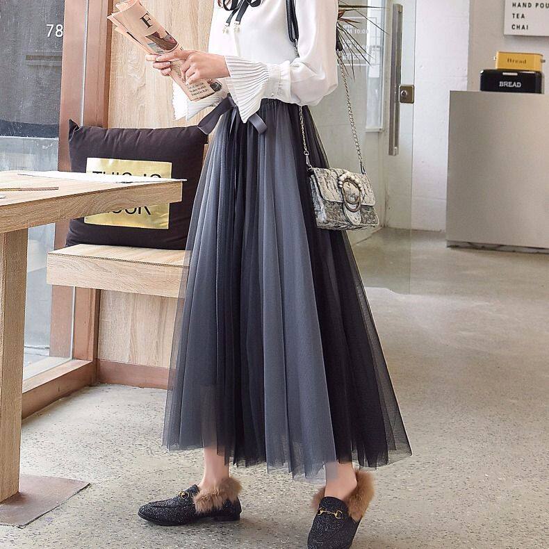 女童春秋新款高级感炸街半身纱裙