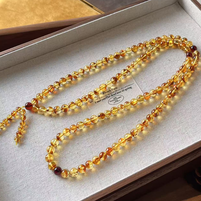 【慕斯格瑞】7mm花珀108项链 JY0181201029