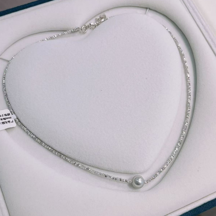 【慕斯格瑞】999足银8-9mm海水akoya真多麻色碎银子项链