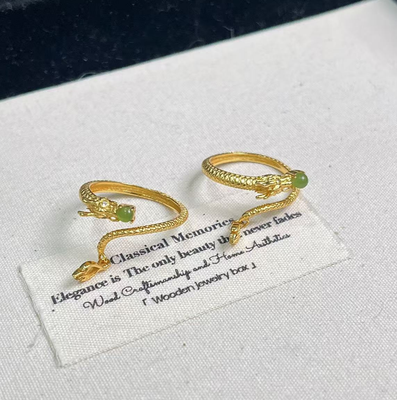 【慕斯格瑞】S925银镶和田玉龙抱珠戒指JY0311108023