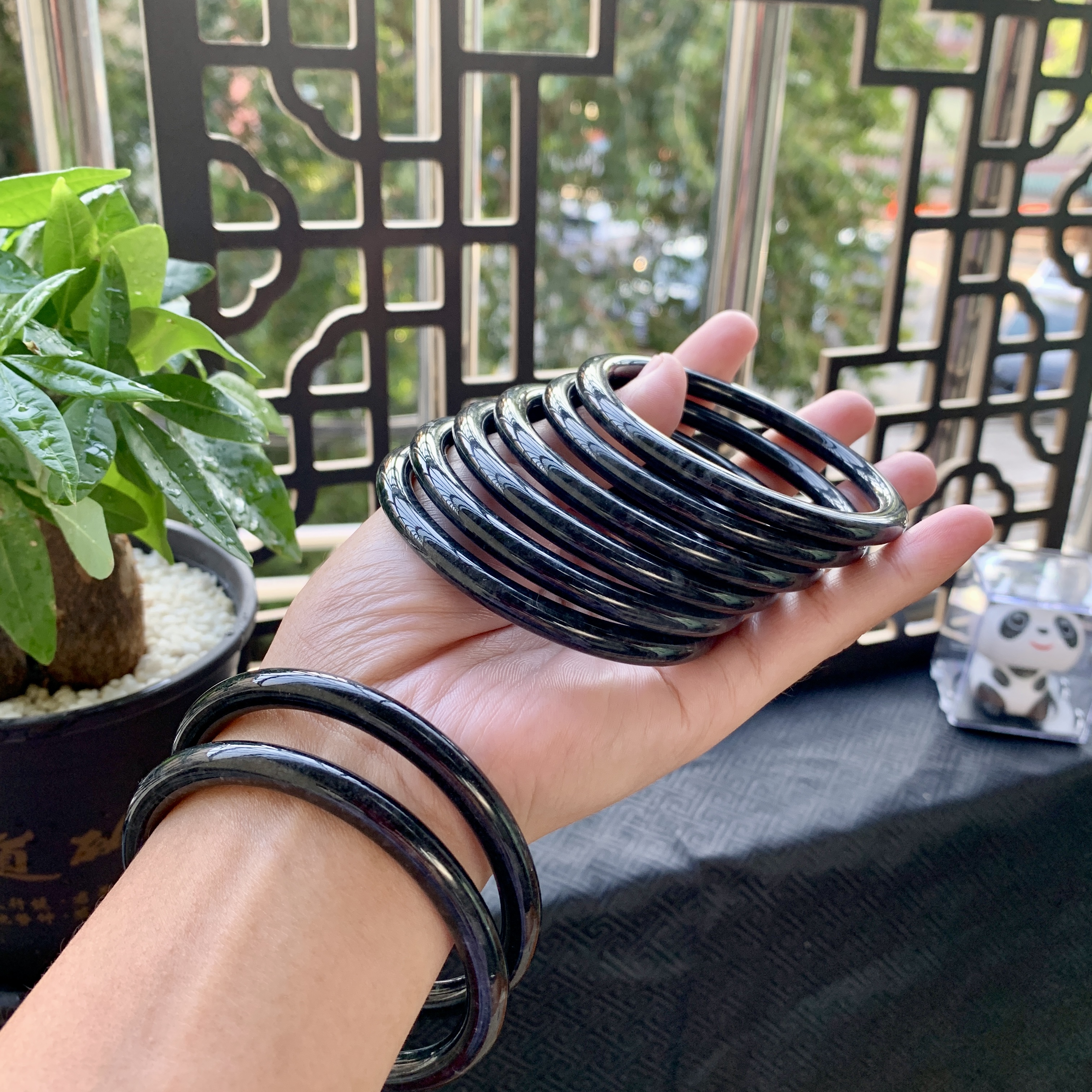 天然缅甸翡翠A货黑钢琴乌鸡手镯50-61圈口可单戴可叮当多样性发一