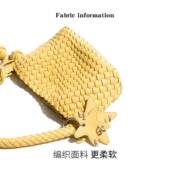 韩系多巴胺柠檬黄编织包包女款 全球购 2026初夏穿搭手提单肩包