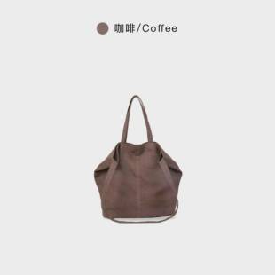 【全球购】简约纯色薴麻包包2026新款手提包大容量通勤单肩托特包