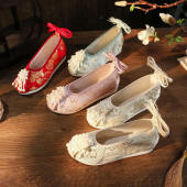 明制内增高古风鞋 中国风汉服鞋 古装 表演鞋 女搭配旗袍大码 绣花布鞋