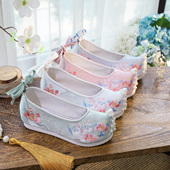 中式 夏季 汉服古风鞋 大码 女搭配旗袍明制古装 绣花鞋 内增高翘头弓鞋