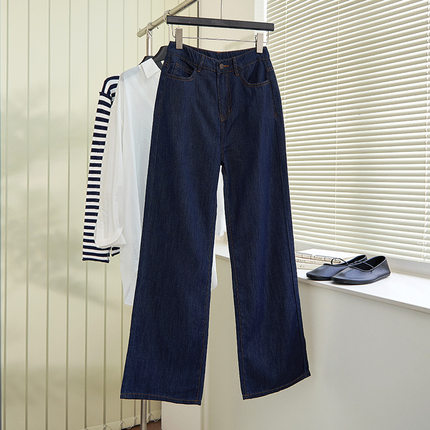 th~ row牛仔裤女显瘦阔腿梨形身材纯棉高腰复古原色原牛直筒裤子