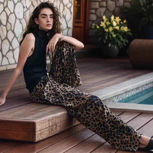 空气裤 双绉桑蚕丝飘逸巴黎豹纹鱼尾裙短裤 雪豹裤 TH～ROW