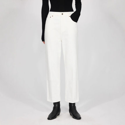 TH～ROW 小众极简2026春季显瘦利落挺缝线小鸟腿微锥八分牛仔裤