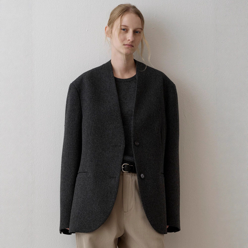 TH～ROW西装毛呢外套女2025秋冬新款韩高级感V领羊毛大衣