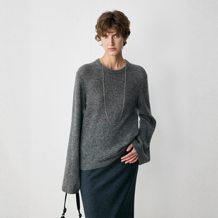 空气感圆领连帽针织衫 TH～ROW 肌肤之享云朵桑蚕丝羊绒极简约经典