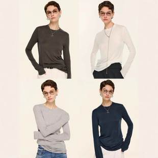 超弹时髦百搭女士长袖 轻柔莱赛尔羊毛T T恤打底 ROW风格 2025新款