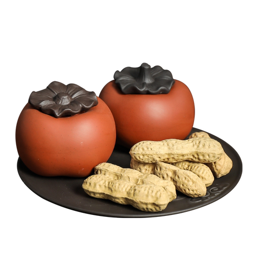 宇轩 砂紫茶宠好柿发生摆件手工可养柿子花生茶玩艺茶茶具摆件