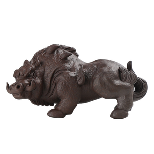 宇轩 紫砂茶宠霸气猪刚鬣手工可养财大气粗野猪茶盘办公家居摆件