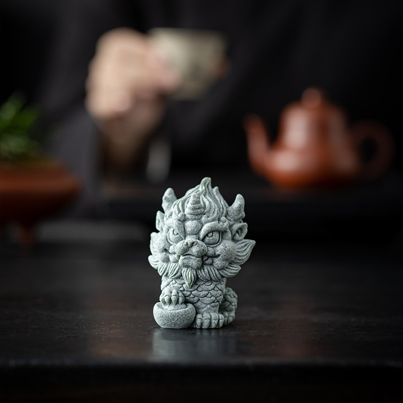宇轩 茶宠小号舞狮青砂石国潮东方麒麟桌面摆件鱼缸假山造景居家,餐饮具,茶宠摆件,淘宝优惠券,粉丝福利购,淘宝优惠卷